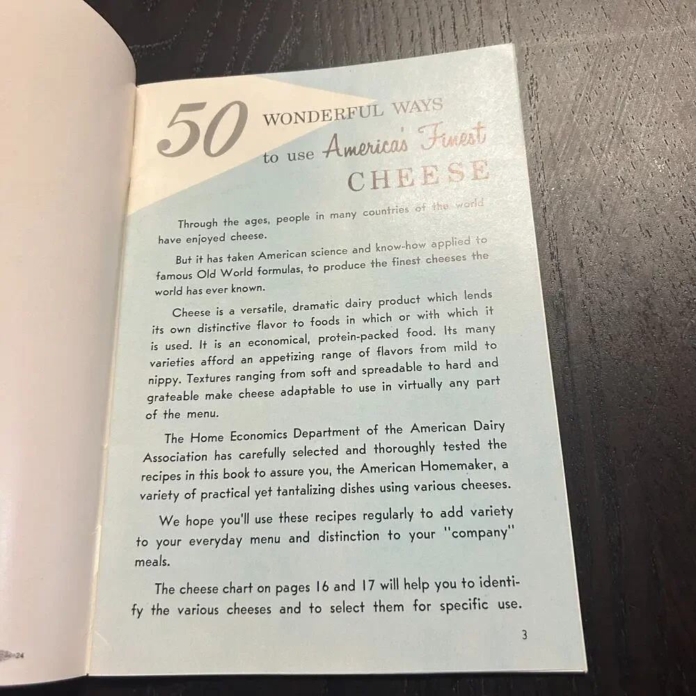 50 Wonderful Ways to use CHEESE American Dairy Vintage Advertising Cook Book